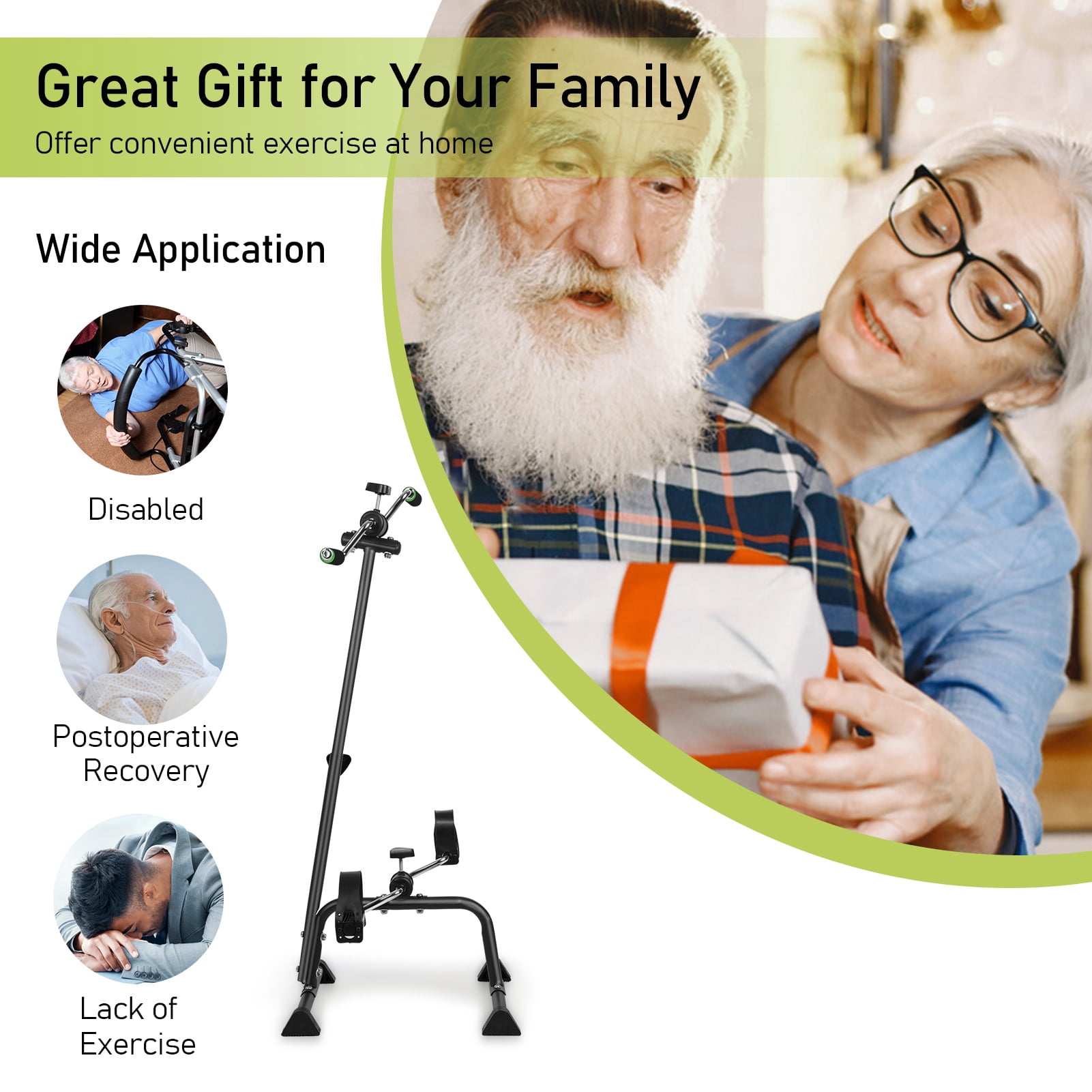 AQMD Elderly Exercise Bike, Pedal Exerciser Bike, Hand Arm Leg and Knee Fitness Machine, Height Adjustable Fitness Equipment for Total Body, Home Exercise Equipment for Elderly