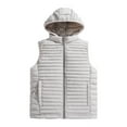 thumbnail image 2 of Zedker Men's Hooded Puffer Vest Winter Thermal Full Zip Sleeveless Down Jacket Causal Solid Color Warm Outerwear with Pockets Khaki L, 2 of 9