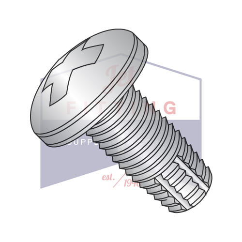 #6-32 Thread Size Slotted Drive Steel Thread Cutting Screw Pan Head Type F Zinc Plated Finish 3/16 Length Pack of 100