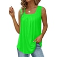 thumbnail image 4 of Yubnlvae Mint Green Summer Tank Tops for Women 2025 Loose Fit Pleated Square Neck Sleeveless Shirt Curved Flowy Vest Basic Cotton Tee, 4Xl, 4 of 9