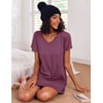 thumbnail image 5 of Ekouaer 2 Pack Nightgowns for Women Flare Short Sleeve Sleepshirt V Neck Sleepwear Pajama Dress, 5 of 6