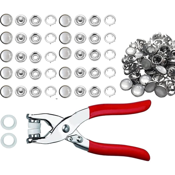 NOGIS Snap Fasteners Kit - 100 Sets Pearl-Like Prong Snap Buttons with ...