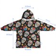 thumbnail image 7 of Black Colorful Skull Flower Pattern Blanket Hoodies for Kids 6-13YR Oversize Wearable Blanket Hoodies for Boys Girls Teens, 7 of 7