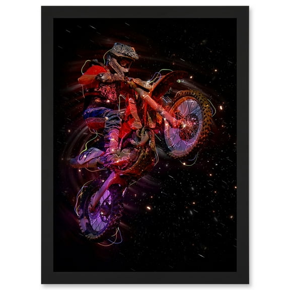 Electric Light Motocross Dirt Bike Artwork Framed Wall Art Print A4