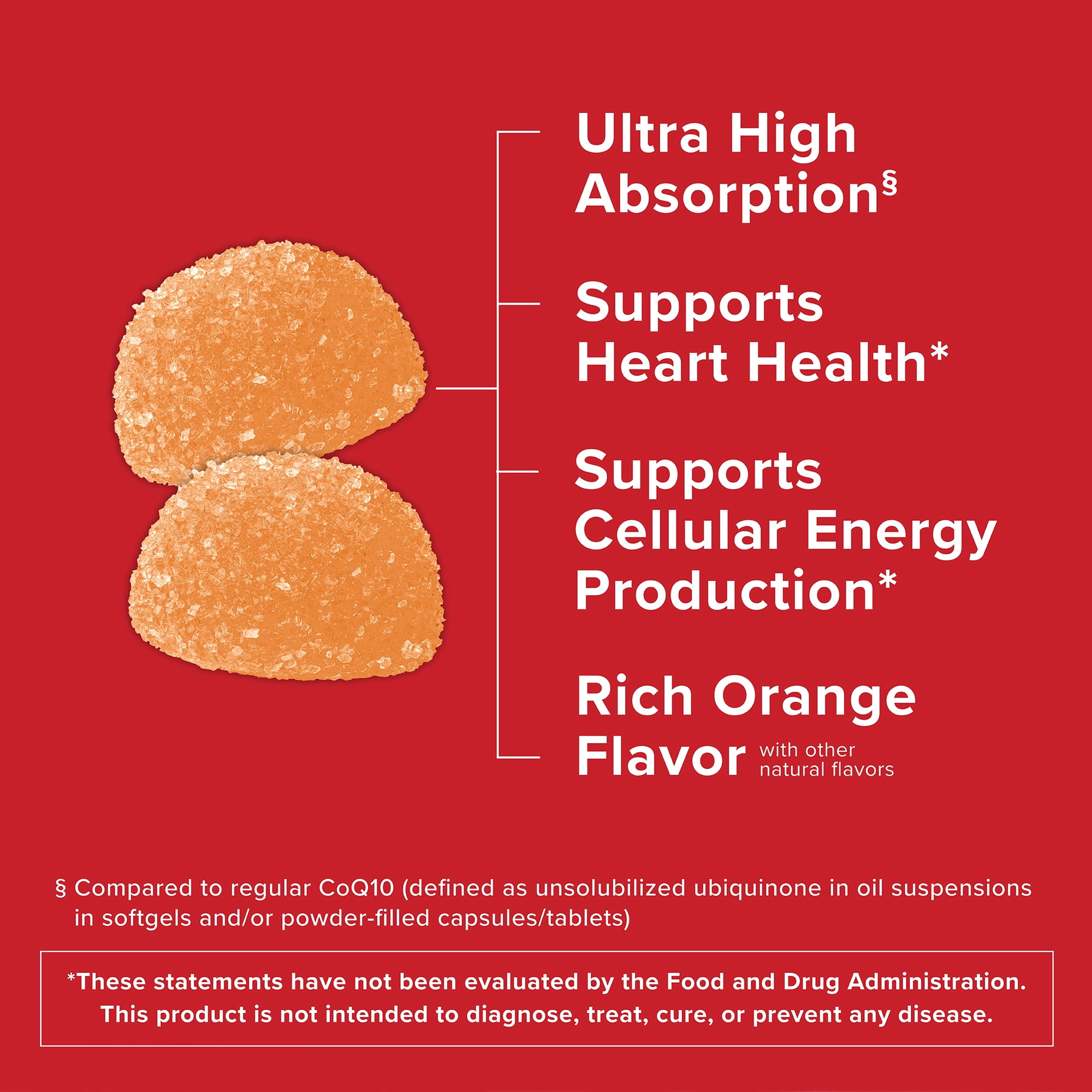 Qunol CoQ10 Gummies, 100mg,  Ultra-High Absorption, Heart Health Supplement, 60 Count