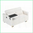 thumbnail image 3 of Beige Corduroy 2-Seat Sofa Bed with Movable Tabletop & USB Ports - Ideal for Living Room & Bedroom, 3 of 15