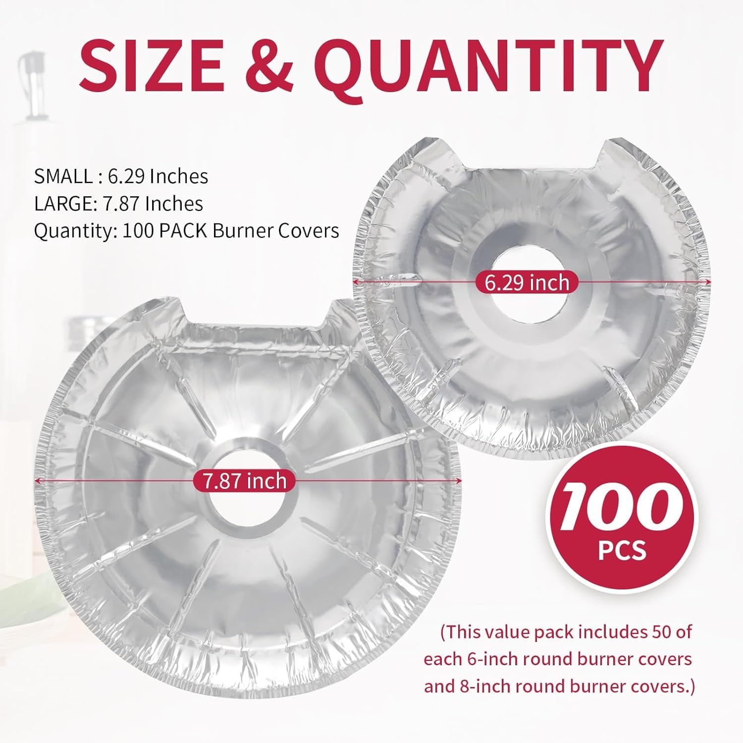 50 Piece Aluminum Gas Stove Burner Covers - Disposable Gas Stove Protectors, Pack of 50