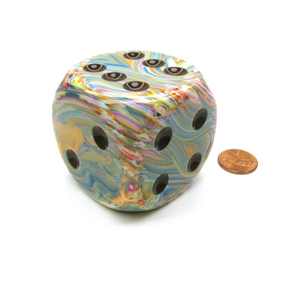 chessex festive 50mm huge large d6 dice, 1 piece - vibrant with brown pips #df5061