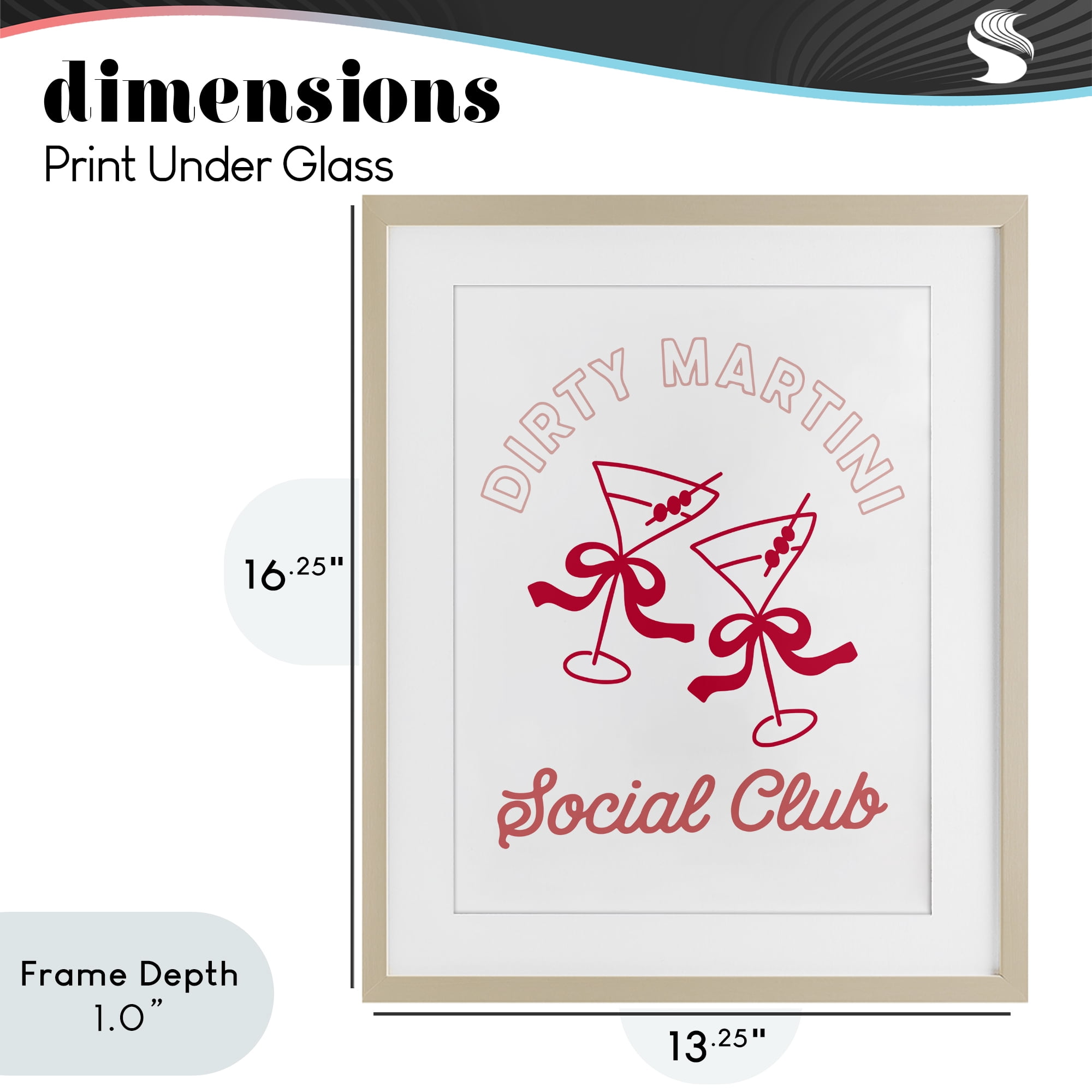 Stupell Industries Pink Martini Social Club Birch Framed Print Under Glass, design by Lettered and Lined