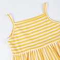 thumbnail image 3 of HILEELANG Little Girls Sleeveless Crew Neck Yellow Strip Dress Easter Summer Cotton Swing Sundress 6Years, 3 of 5