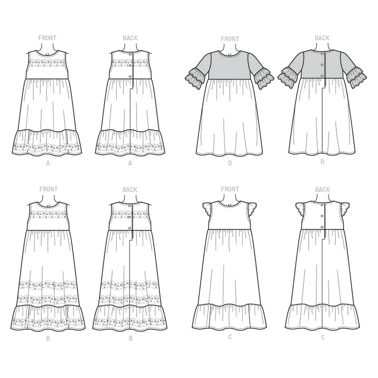 McCall's Sewing Pattern Children's/Girls' Sleeveless and Ruffle Sleeve Empire-Waist -3-4-5-6
