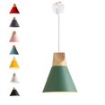 thumbnail image 1 of FSLiving J-Style Track Mount Pendant Fixture Scandinavian Style Pendant Lights for Kitchen Hanging Lamp Modern Wood and Aluminium Light Customizable,Green - 1 Light, 1 of 9
