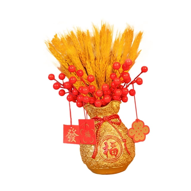 Adorno decorativo con forma de jarrón con forma de cuenco del tesoro del Feng Shui para Año Nuevo chino, diseño floral creativo Estilo C