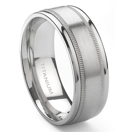 Titanium 8mm Milgrain Wedding Band Ring Sz 10.0