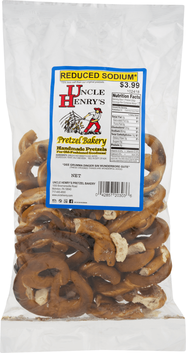 Uncle Henry's Pretzel Bakery Handmade Reduced Sodium Pretzels, 3Pack 8