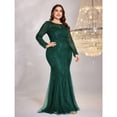 thumbnail image 5 of AURA Plus Size Evening Dress Long Sleeve Slim Fit Fishtail Party Gown Round Neck Zipper Women 0XL–4XL, 5 of 7