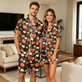 thumbnail image 2 of JULMCOMO Halloween Couples Matching Pajama Sets Pumpkins Print Collared Button Down Holiday Two Piece Sets Cute Printed Comfy Soft Pajamas Black-Women L, 2 of 7