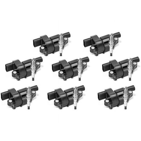 Ignition Coil Set with Spark Plugs 8 - Compatible with 2005 - 2009 GMC Envoy Denali 5.3L V8 2006 2007 2008