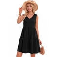 thumbnail image 3 of MOYIKO Summer Dresses for Women Casual V Neck Sleeveless Sundresses Beach Vacation Black Tank Short Dress with Pockets, 3 of 7