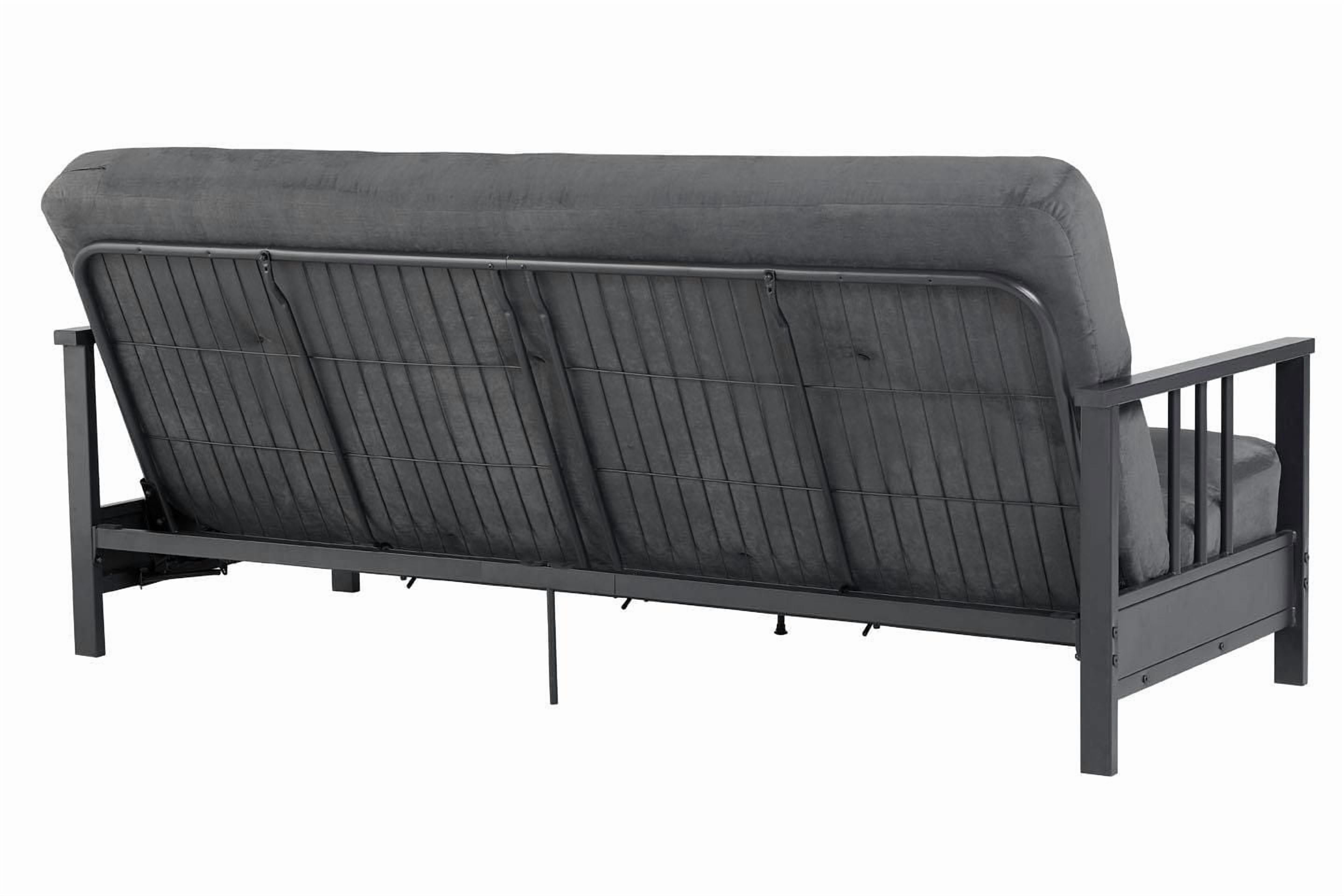 Harlow Full Metal Arm Futon with 6” Thermobonded High Density Polyester Fill Futon Mattress