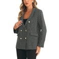 thumbnail image 4 of INSPIRE CHIC Tweed Blazer for Women's Button Front Plaids Jacket Coat, 4 of 5