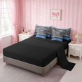 thumbnail image 4 of Erosebridal Leopard Satin Bow Ribbon Queen Bedding for Girls, Cheetah Animal Print Lace Bedding Comforter Set Queen, Black Reversible 7 Pieces, 4 of 6
