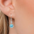 thumbnail image 3 of Gem Stone King 14K White Gold Blue Apatite and Lab Grown Diamond Dangle Earrings for Women | 1.77 Cttw | Round 6MM | Gemstone, 3 of 6
