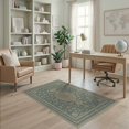 thumbnail image 2 of ODIKA 4'x6' Green Sage Traditional Medallion Floral Washable Area Rug Classic Inspired Ornate Border Pattern for Dorm Room, Small Living Stain Resistant Low Profile, Easy Care, 2 of 7
