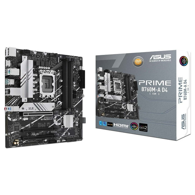 Tarjeta Madre ASUS PRIME B760M-A D4 CSM: Chipset Intel B760M, Socket 1700, Memoria: DDR4, 128GB Max, Micro-ATX