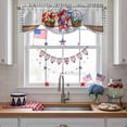 thumbnail image 3 of Independence Day Flower Tie Up Valances Curtain, Adjustable Kitchen Red Blue Stripe Star Bow Tie Daisy Black Plaid Wood Valances for Windows Rod Pocket Short Curtains Set for Bedroom/Bathroom 54"x18", 3 of 9