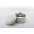 thumbnail image 4 of Round Storage Ottoman in Boucle Fabric with Eucalyptus Wood Frame, Flip-Top Design for Living Room, Bedroom or Vanity, Ivory, 4 of 9