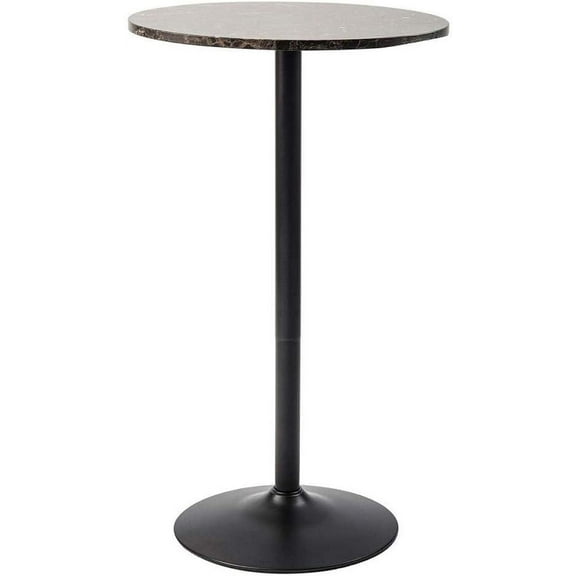 Pearington Round Bar Faux Marble Top and Black Base, 1-Pack Pub Table