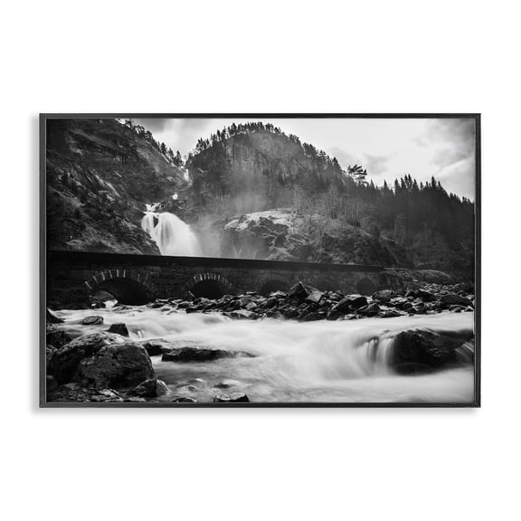 Stupell Industries Waterfall Ravine Photography Landscape & Nature Photography Black Framed Art Print Wall Art, 18 x 12