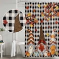 thumbnail image 5 of Thanksgiving Gnomes Shower Curtain, Waterproof Shower Curtains for Bathroom, Fallen Maple Leaf Pumpkin Black Plaid Washable Fabric Bathtub Curtain Set Bath Decor with 12 Hooks 72"x78", 5 of 8