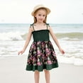 thumbnail image 2 of Robe d'Été de Princesse pour Petite Fille, Robe Trapèze à Volants, Robe Évasée pour Fille, Bretelles Spaghetti, Robes Smockées à Fleurs pour Filles, Robe de Princesse, 2 of 4