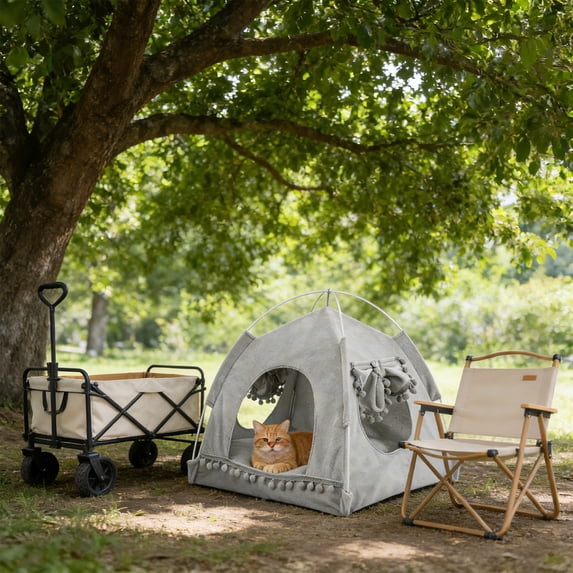 Pet Tent for Summer with Mosquito-Proof Mesh, Breathable Fabric & Portable Foldable Design, Suitable for Indoor Outdoor Cats, 15x15in by MPOISVA