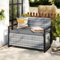 thumbnail image 1 of Costway Patio Storage Bench Wicker Loveseat with Built-in Storage & Long Seat Cushion Gray, 1 of 10