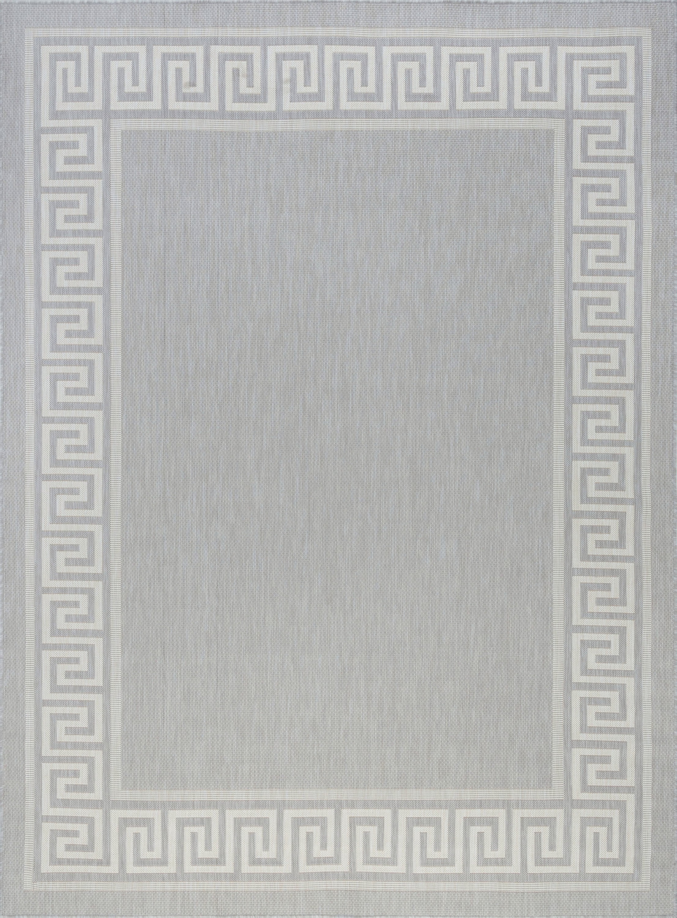 4x6 Water Resistant, Indoor Outdoor Rugs for Patios, Front Door Entry, Entryway, Deck, Porch, Balcony | Outside Area Rug for Patio | Gray, Greek Key | Size: 4' x 5'3''