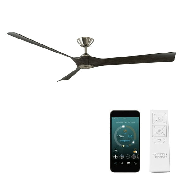 Torque Indoor and Outdoor 3-Blade 70in Smart Ceiling Fan in Brushed Nickel Ebony with Remote Control