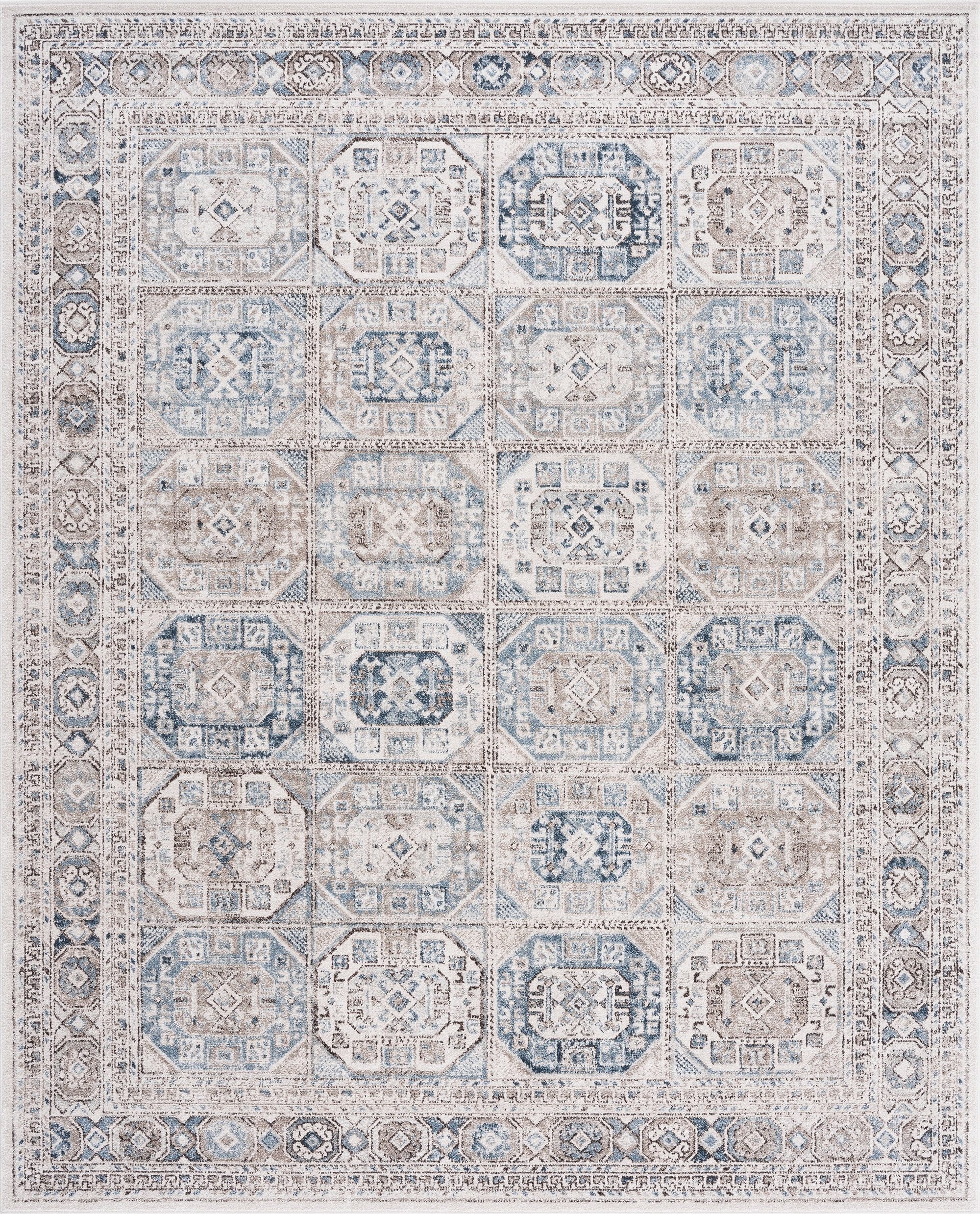 Bliss Rugs Magic Traditional 8' x 10' Blue and Cream Indoor Area Rug