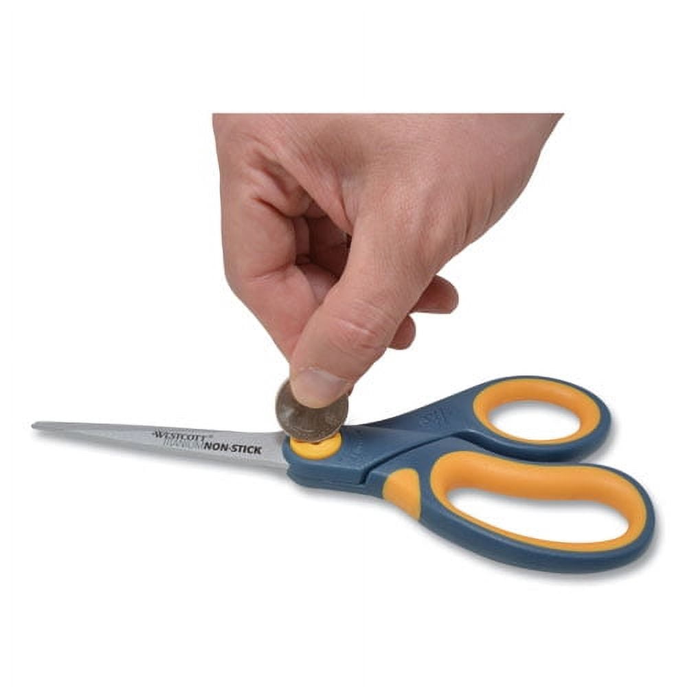 Non-Stick Titanium Bonded Scissors, 8" Long, 3.25" Cut Length, Gray/yellow Straight Handle | Bundle of 10 Each
