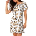 thumbnail image 2 of Picia Dachshund Dog Puppy Pattern Women’s Nightdress – Casual Short-sleeved Loose-Fit Sleepwear, Soft Cotton Short-Sleeve Sleep Shirt for Relaxation & Comfort, 2 of 6