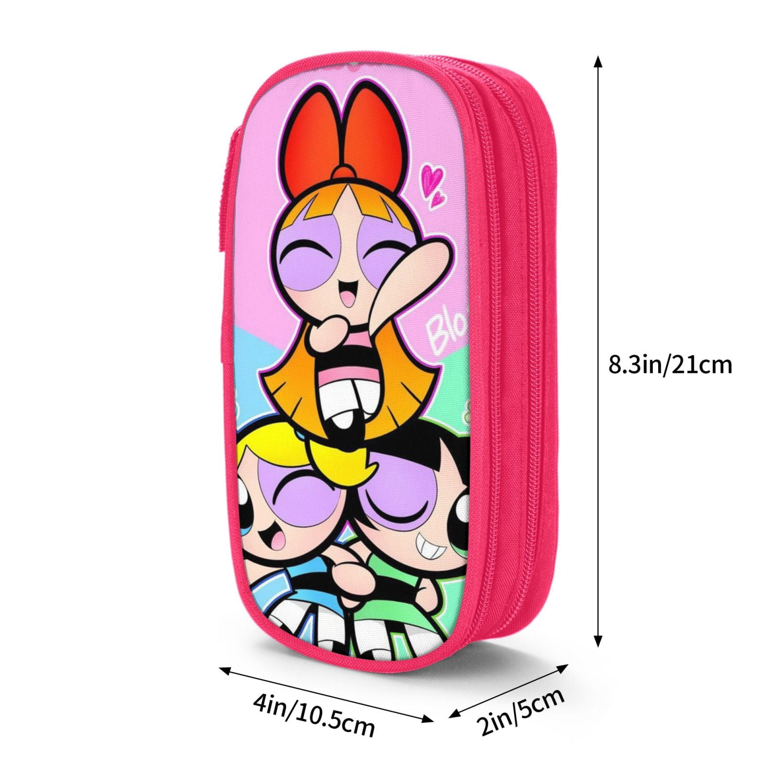 The Powerpuff Gi-rls Pencil Case Large Capacity Pencil Pouch Penbag Office Stationery Organizer Travel Makeup Bag Pink
