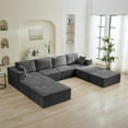 thumbnail image 3 of DOMICARE 146'' Oversized Boneless Sofa Bed, 4 Seater Modular Sectional Couch with 4 Movealbe Ottoman, No Asswmbly Corduroy Compression Sofas with Chaise for Home House,Gray, 3 of 9