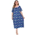 thumbnail image 3 of Women's Plus Size Nightgowns Floral Printed Long Sleepdress Lace Trimmed Neckline Nightshirts Soft Nightgowns Comfy Short Sleeve Ladies Sleepwear Gown, 3 of 6