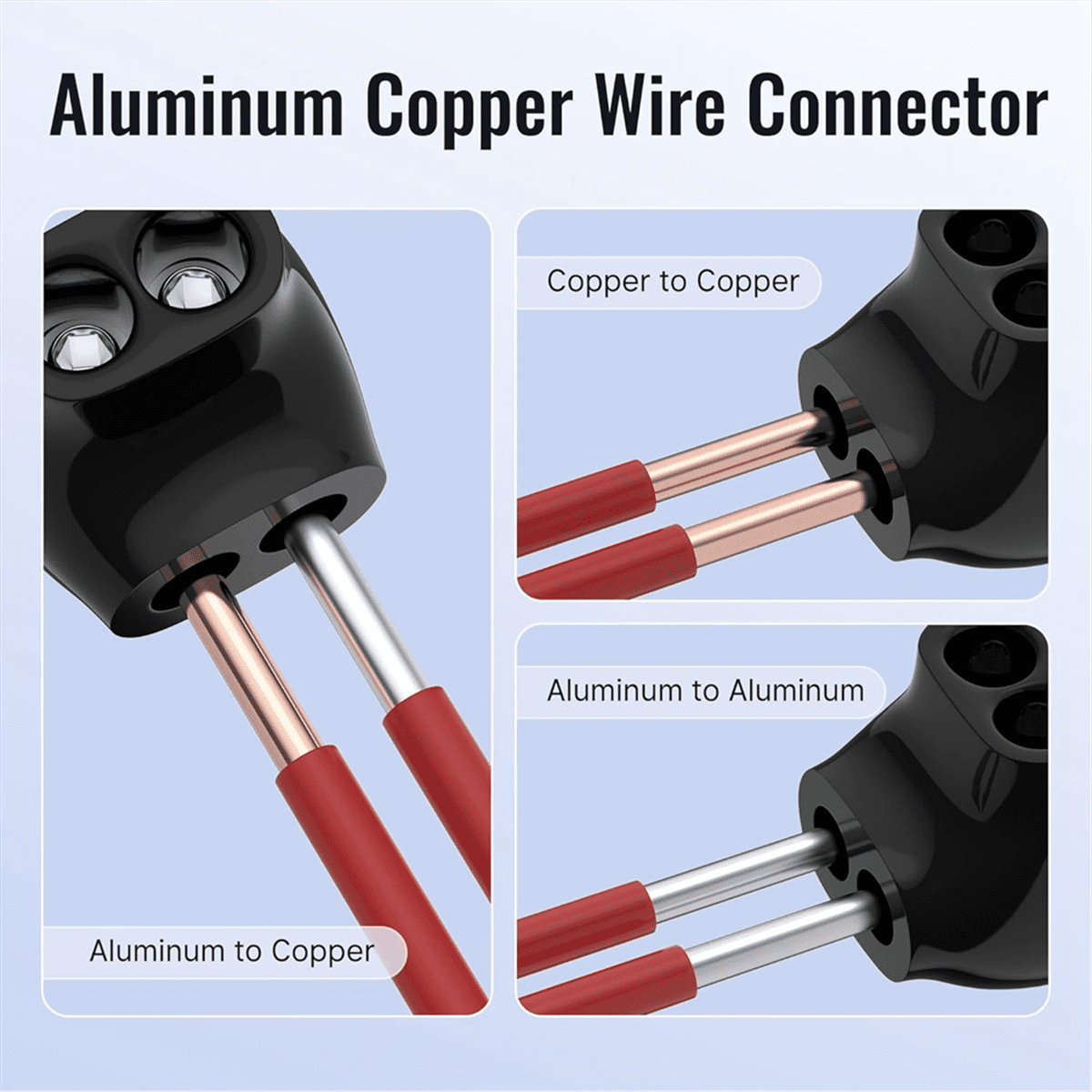 2 Port Insulated Multi Tap Connector 4-14 AWG Aluminum to Copper Wire Connectors Single-Sided Entry Connectors 5 Pack,5 x Multi Tap Connector,Black