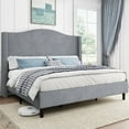 thumbnail image 7 of Merluxy 52.6" Full Bed Frame with Camelback Headboard,Velvet Upholstered,Light Grey, 7 of 7