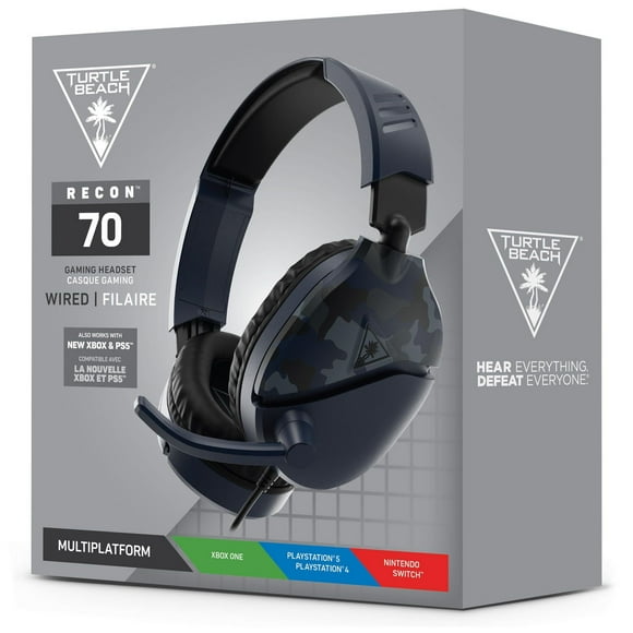 Casque de gaming Turtle Beach® Recon 70 Camo - bleu PS4™ Pro, PS4™ & PS5™ | Xbox One & Xbox Series X|S | Nintendo Switch™1 | Mobile Playstation 4