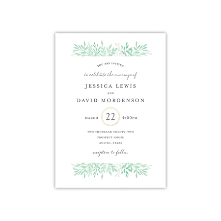 Personalized Wedding Invite - Elegant Sprigs - 5 x 7 Flat
