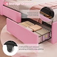 thumbnail image 6 of Full Size Girls Bed Frame with 4 Drawers & Storage Headboard, LED Lights,Charging Station,Metal Slats, Velvet Upholstered Bed,No Box Spring Needed, Noise Free, Beige, 6 of 8